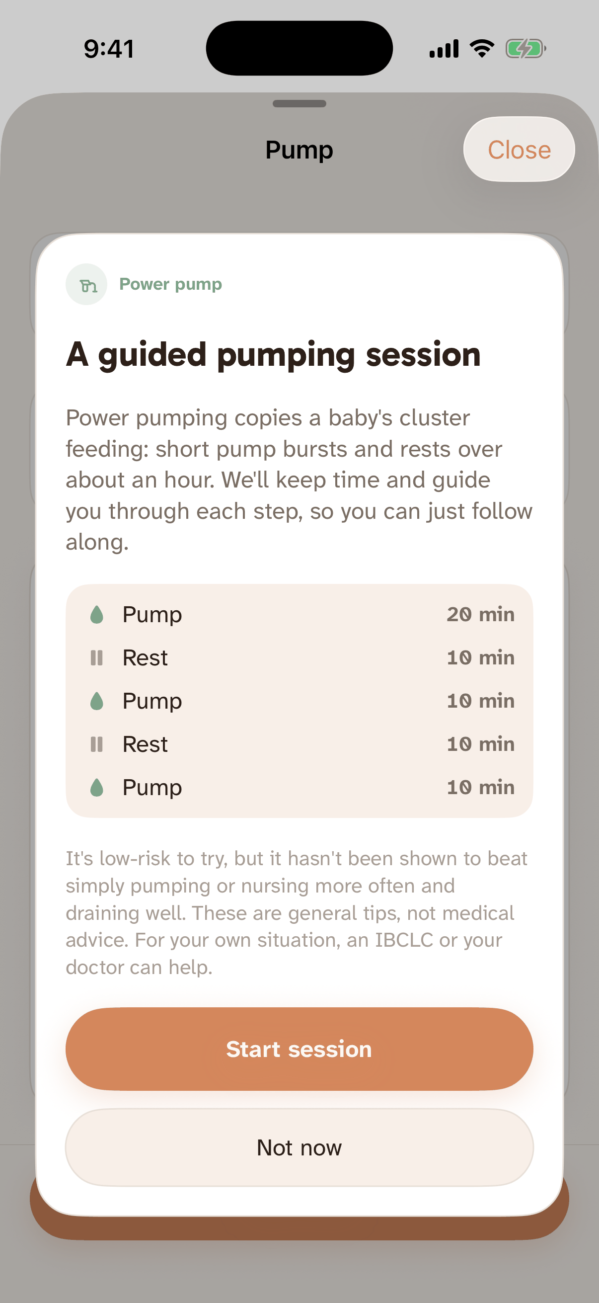 Power Pump guided timer mid-session