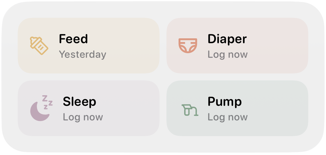 Tottli home screen widget with quick-log buttons