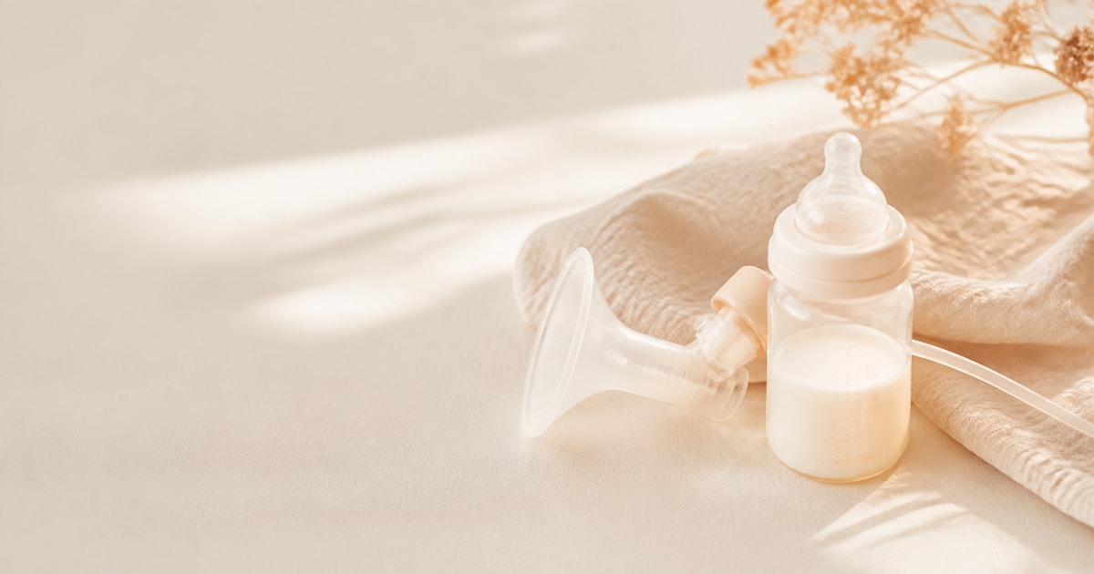 A pump flange and bottle on a cream linen surface in soft morning light